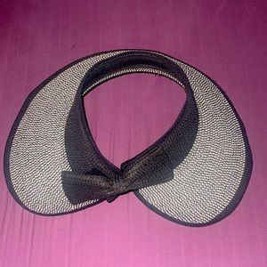 Magid Hats Sun Visor in Black/White Print with Bow at Back One Size Fits All